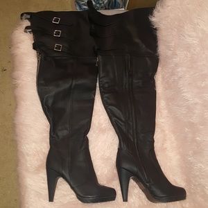 Wide calf thigh high boots